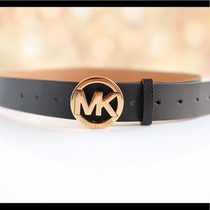 Michael Kors Leather Belt with golden MK buckle